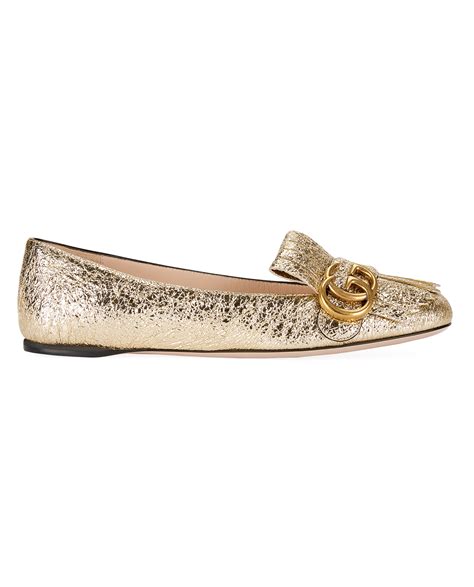 cheap gold gucci shoes|gucci marmont flats gold.